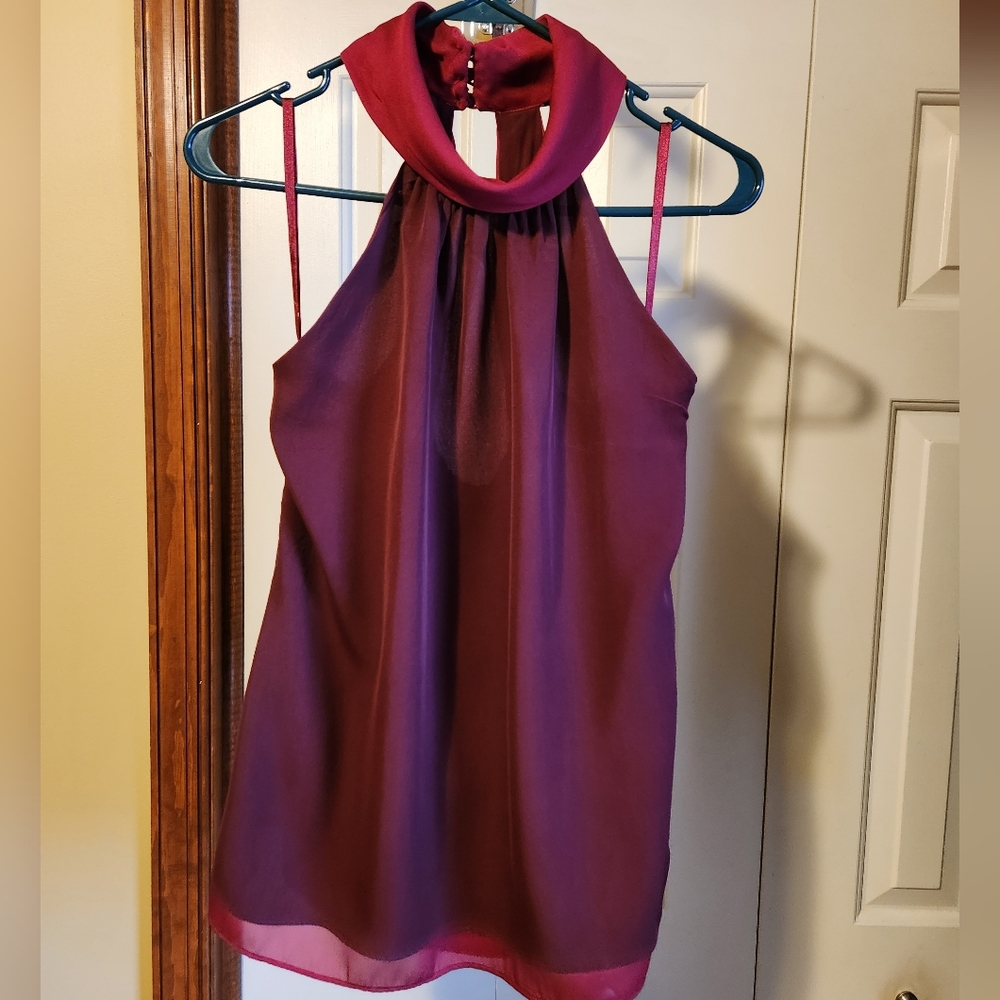 White House Black Market Halter Top Red and Burgandy